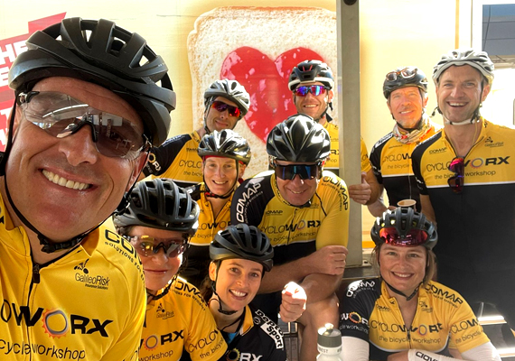 Catching a quick break at the coffee stop